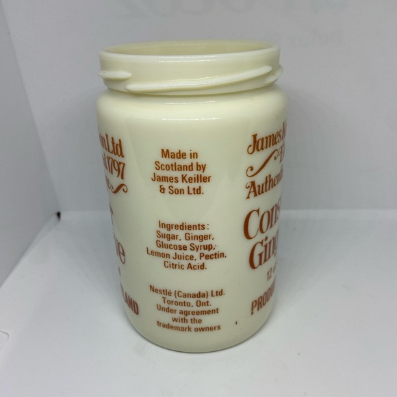 Vintage James Keiller & Son Ltd. Ginger Preserve Jar Crock Dundee Milk Glass - Picture 2 of 9
